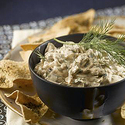 Warm Mushroom Dip with Baked Pita Crisps